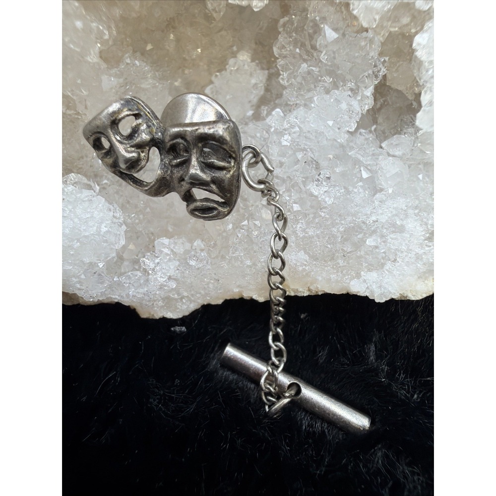 1950S VINTAGE SWANK‎  HAPPY FACE SAD FACE THEATER MASK DRAMA TIE TACK